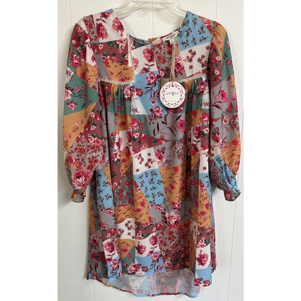 NWT Umgee Women S Blouse Multicolor Floral Boho Long Super cute‎